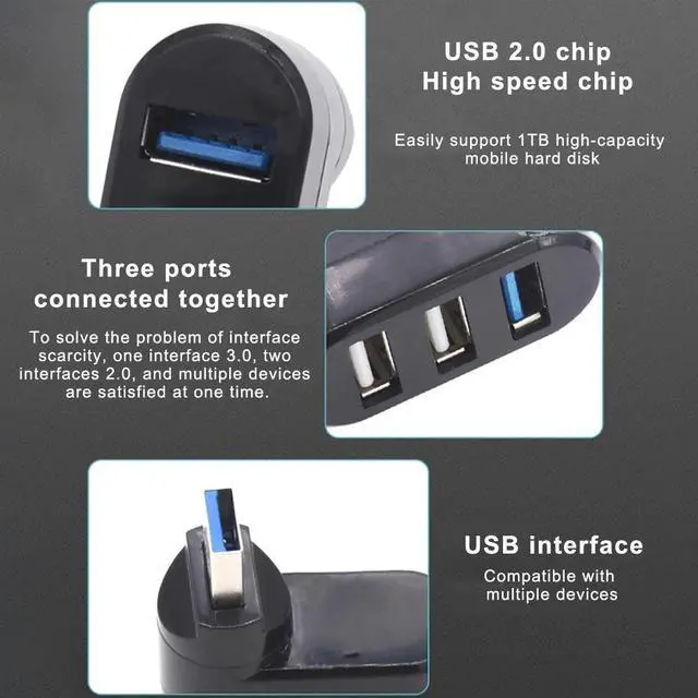 Alt view image 6 of 7 - High Speed 3 Port USB 3.0 Multi HUB Splitter Expansion Desktop PC Laptop Adapter