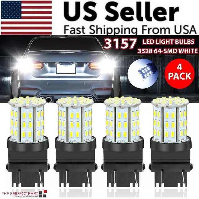 Alt view image 2 of 7 - 4X 3157 3156 64SMD LED Reverse Tail Brake Turn Signal DRL Light Bulb 6000K White