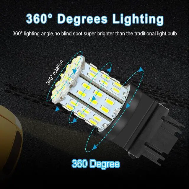 Alt view image 7 of 7 - 4X 3157 3156 64SMD LED Reverse Tail Brake Turn Signal DRL Light Bulb 6000K White