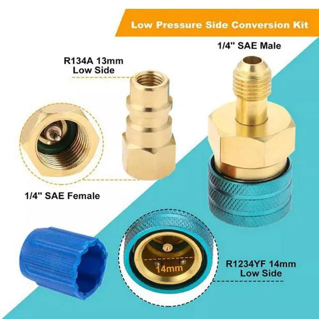 Alt view image 3 of 7 - R1234YF to R134A Quick Coupler Adapter Fits Car A/C High Low Side Conversion Kit