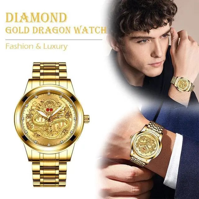 Alt view image 3 of 7 - Business Gift Waterproof Gold Men's Diamond Quartz Watch Classic Stainless Steel