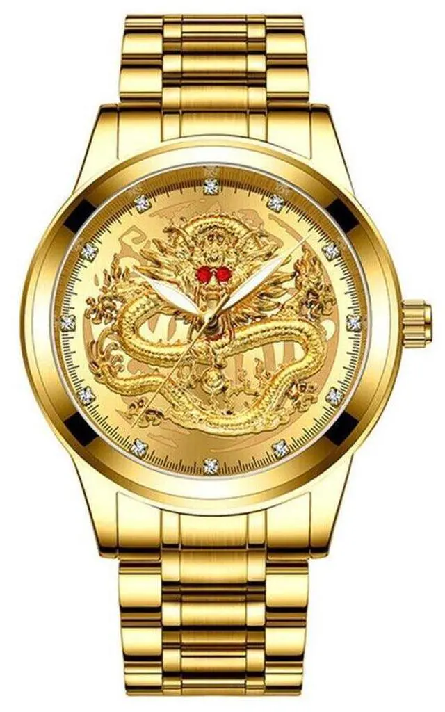 Main image of Business Gift Waterproof Gold Men's Diamond Quartz Watch Classic Stainless Steel