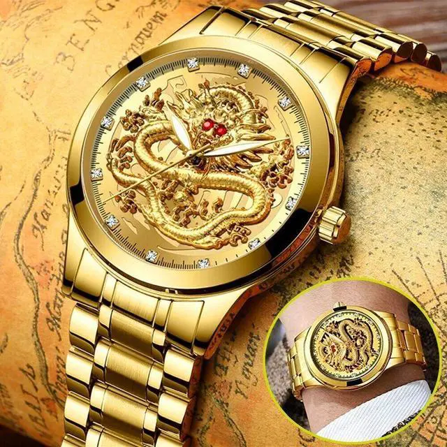 Alt view image 5 of 7 - Business Gift Waterproof Gold Men's Diamond Quartz Watch Classic Stainless Steel