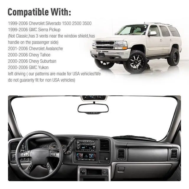 Alt view image 5 of 7 - Car Dash Cover Mat Dashboard Pad for Chevy Silverado 1500 2500 Tahoe 2001-2006