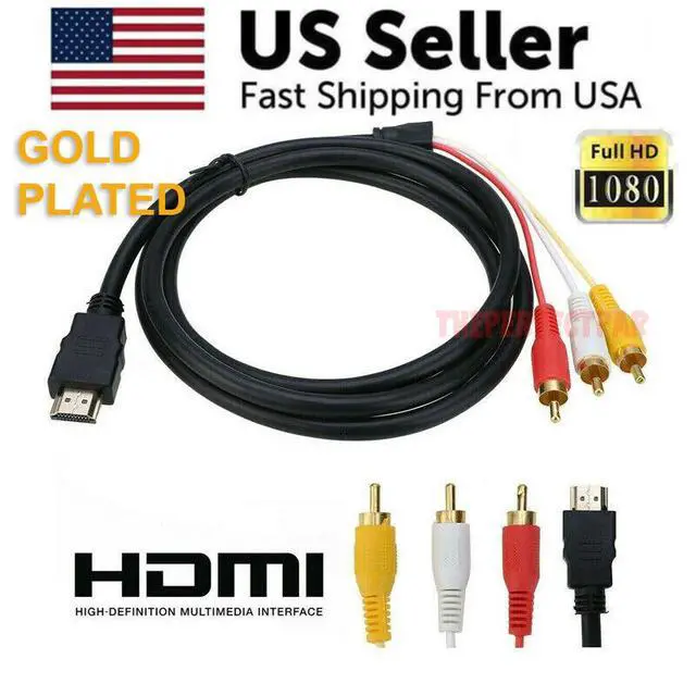 Alt view image 2 of 7 - 5FT NEW HDMI Male To 3 RCA Video Audio AV Transmitter Adapter Cable HDTV 1080