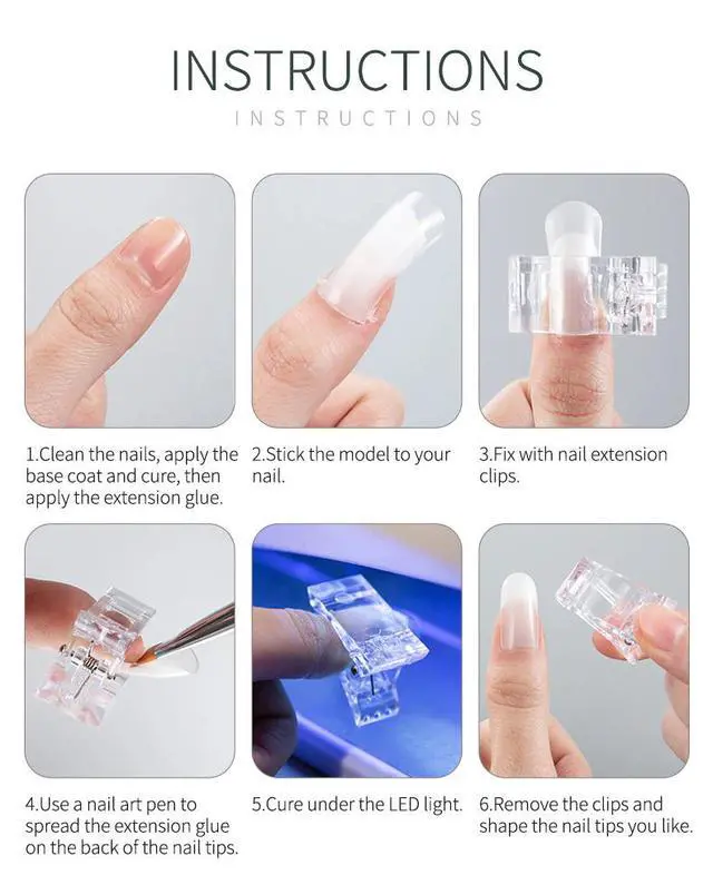 Alt view image 6 of 7 - 10 PCS Nail Tips Clip Quick Building Poly Builder Gel DIY Extension Clamp Clips