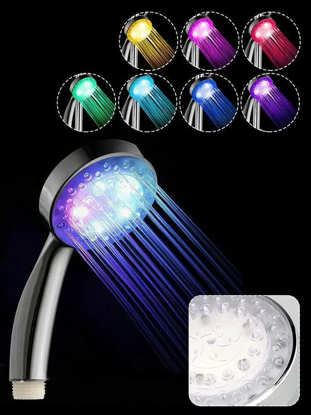 Alt view image 4 of 7 - Handheld 7 Color Changing LED Light Water Bath Home Bathroom Shower Head Glow