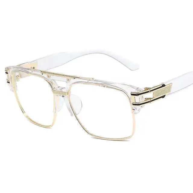Alt view image 6 of 7 - Men's Sunglasses Designer Fashion Square Clear Gold Frame Clear Lens Style W/Box