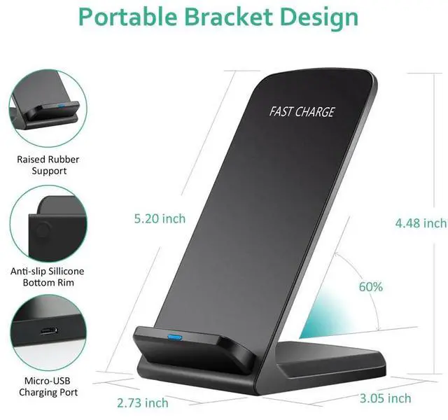 Alt view image 4 of 7 - Wireless Fast Charger Charging Pad Stand Dock For Samsung Galaxy iPhone Phone