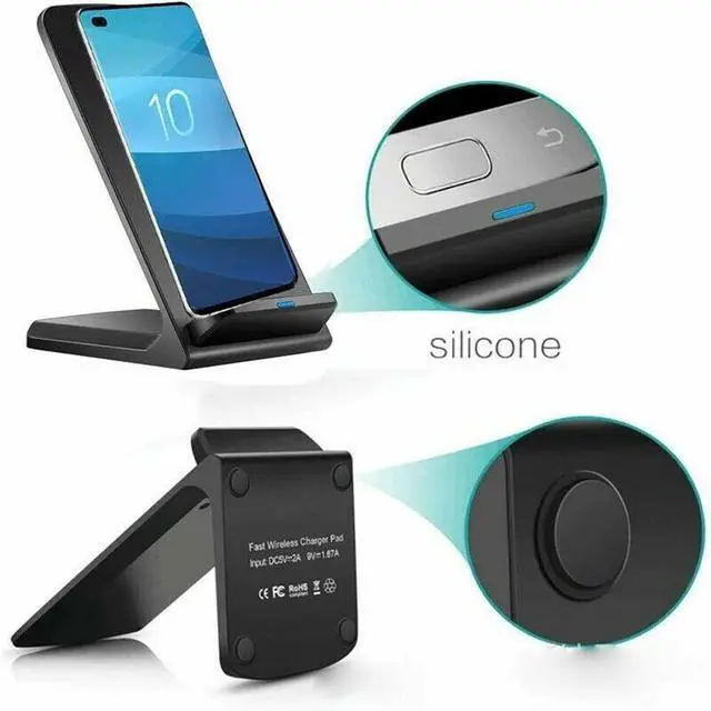 Alt view image 7 of 7 - Wireless Fast Charger Charging Pad Stand Dock For Samsung Galaxy iPhone Phone