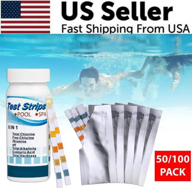 Alt view image 3 of 7 - 6 IN 1 Chlorine Dip Test Strips Hot Tub SPA Swimming Pool PH Tester Paper Bottle - 50 Pack