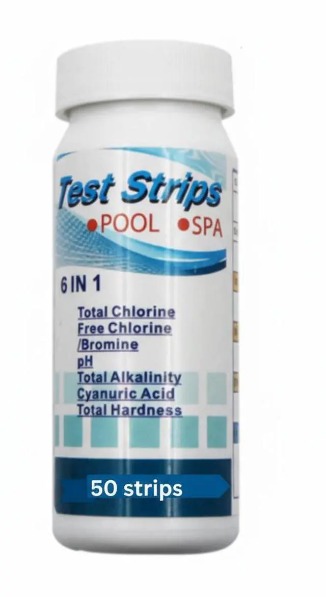 Main image of 6 IN 1 Chlorine Dip Test Strips Hot Tub SPA Swimming Pool PH Tester Paper Bottle - 50 Pack