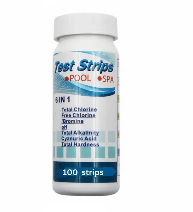 Main image of 6 IN 1 Chlorine Dip Test Strips Hot Tub SPA Swimming Pool PH Tester Paper Bottle - 100 Pack