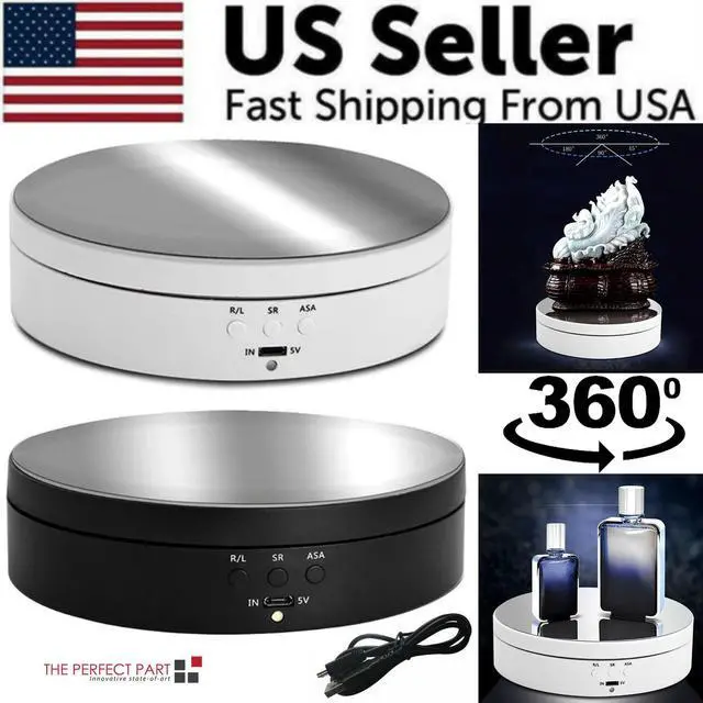 Alt view image 2 of 7 - 360° Electric Motorized Rotating Display Stand Jewelry Photography Show Holder - White