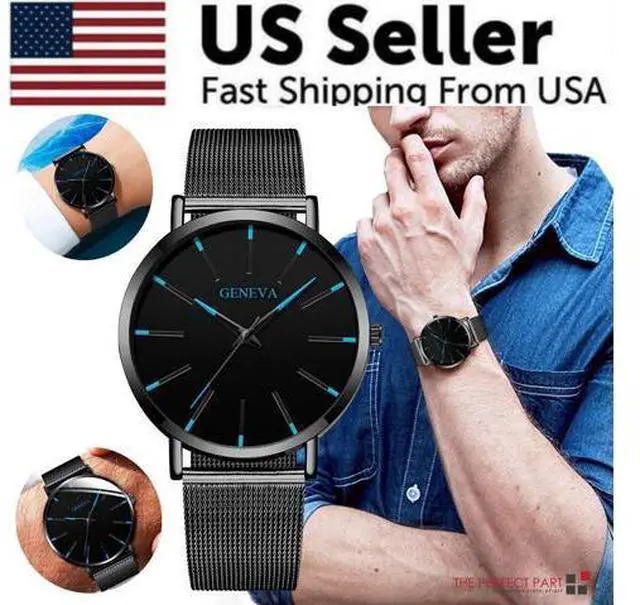 Alt view image 3 of 7 - Waterproof Men's Watch Stainless Steel Quartz Luminous Classic Watches Business