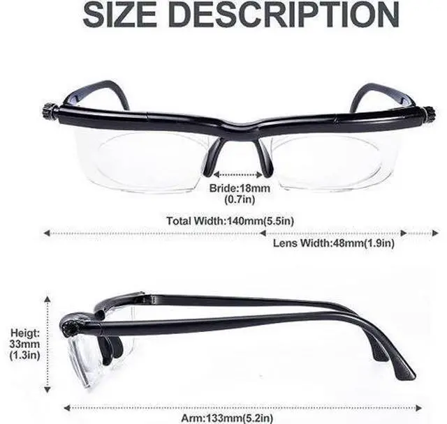 Alt view image 5 of 7 - Dial Adjustable Glasses Variable Focus For Reading Distance Vision Eyeglasses US