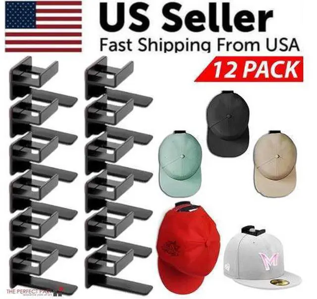 Alt view image 3 of 7 - Baseball Cap Hat Rack Wall Door Hanger Holder Storage Organize 12 Hooks Adhesive