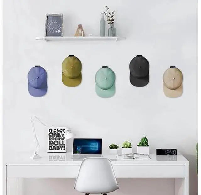 Alt view image 5 of 7 - Baseball Cap Hat Rack Wall Door Hanger Holder Storage Organize 12 Hooks Adhesive