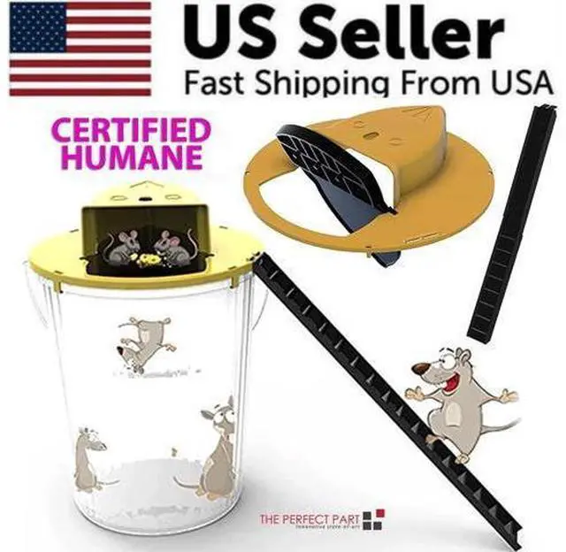 Alt view image 3 of 7 - Mouse Rat Trap Flip & Slide Mouse Trap Bucket Catcher Mousetrap Slide Bucket Lid