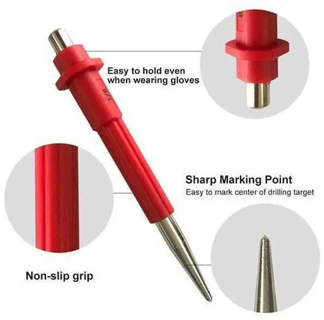 Alt view image 5 of 7 - 4 Piece Nail Setter & Center Punch Set 4" Wood Metal Super Impact Resistance USA