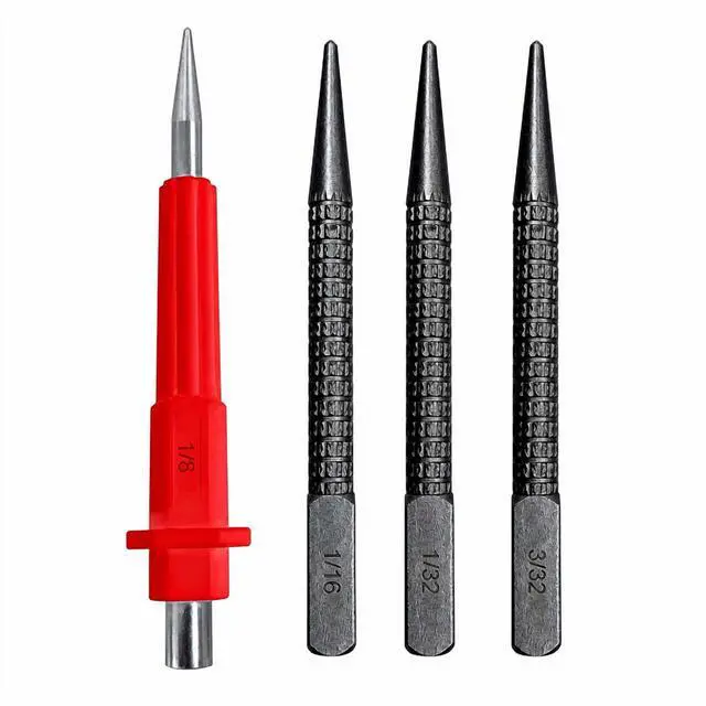 Main image of 4 Piece Nail Setter & Center Punch Set 4" Wood Metal Super Impact Resistance USA
