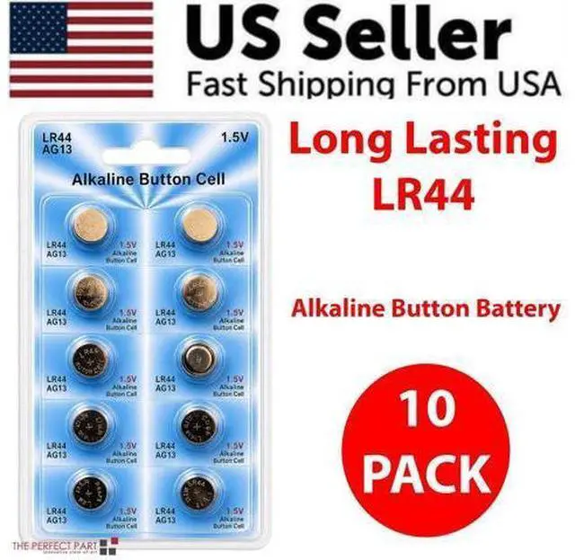 Alt view image 4 of 7 - LR44 10 PACK LR44 AG13 A76 L1154 357 303 LED Button 1.5V Cell Alkaline Battery