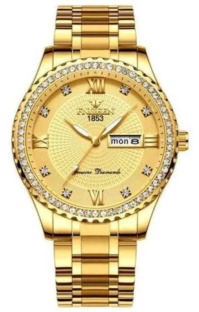 Alt view image 2 of 7 - Waterproof Gold Men's Watch Classic Stainless Steel Quartz Analog Business Gift