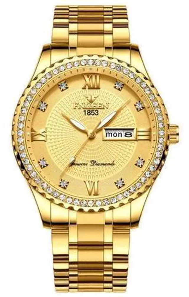 Alt view image 4 of 7 - Waterproof Gold Men's Watch Classic Stainless Steel Quartz Analog Business Gift