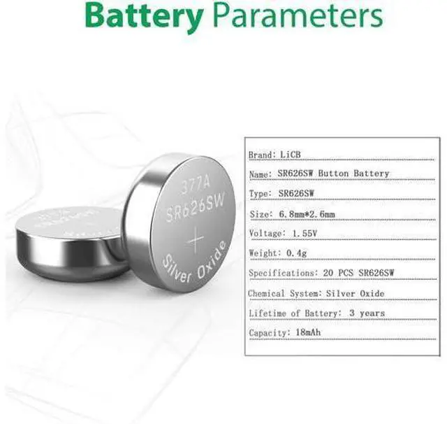 Alt view image 7 of 7 - 10 x OEM SPEC 377 376 364 363 WATCH BATTERY SR626SW SR626W Silver Oxide Battery
