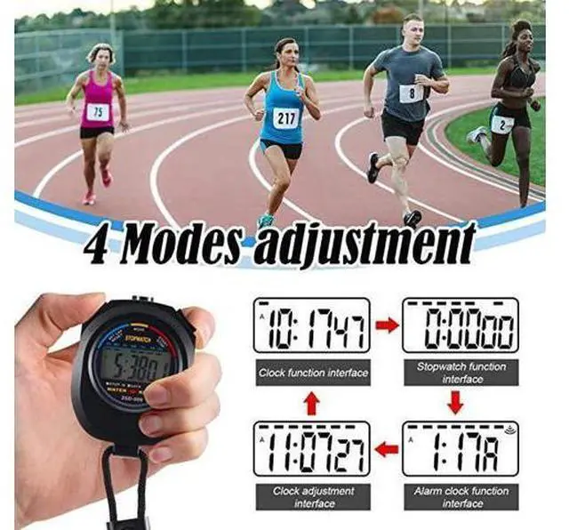 Alt view image 4 of 7 - 2PCS SET Digital Stopwatch Sports Counter Chronograph Date Timer Odometer Watch