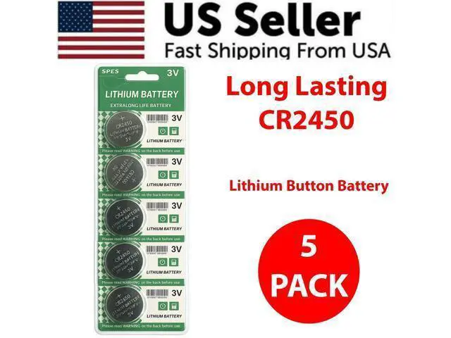 Alt view image 7 of 7 - 5 PACK Super Fresh Long CR2450 ECR 2450 3v LITHIUM Coin Cell Battery Exp. 2029