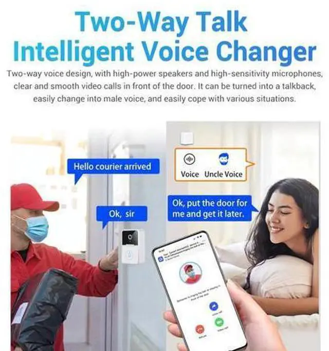 Alt view image 6 of 7 - Wireless Security Smart WiFi Doorbell Intercom Video Camera Door Ring Bell Chime