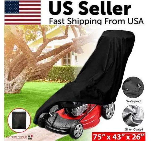 Alt view image 3 of 7 - Waterproof Lawn Mower Cover Heavy Duty UV Protector for Push Mower Universal Fit