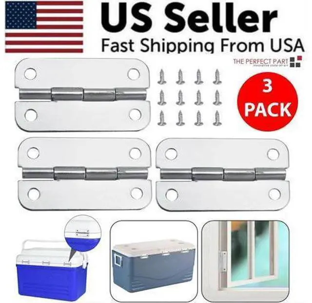 Alt view image 3 of 7 - 3PCS Stainless Steel Cooler Hinges & Screws Replacements For Igloo Cooler Parts