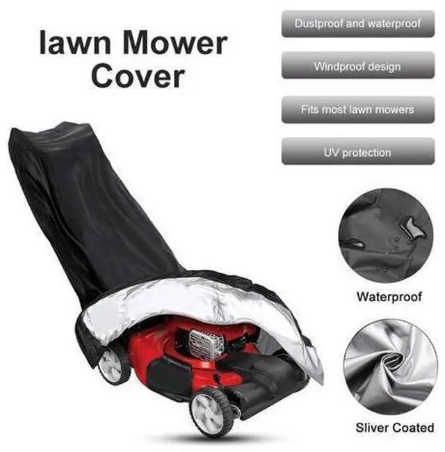Alt view image 5 of 7 - Waterproof Lawn Mower Cover Heavy Duty UV Protector for Push Mower Universal Fit