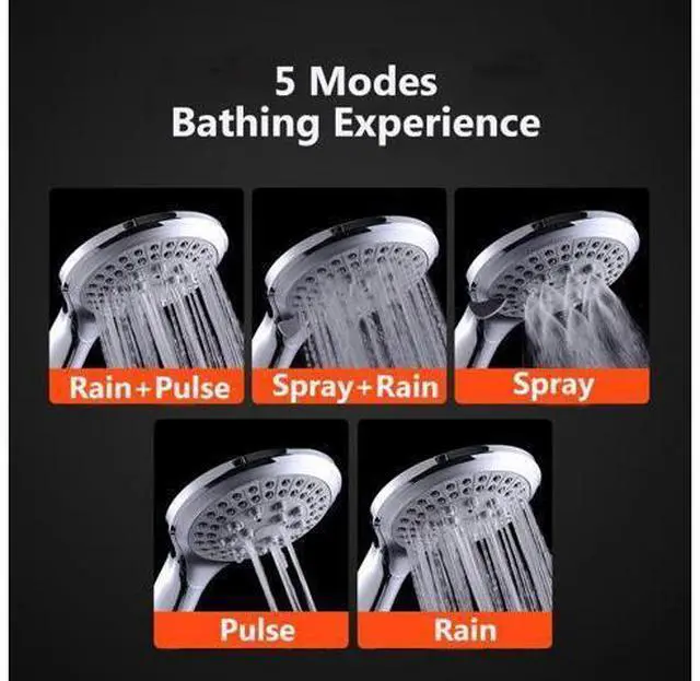 Alt view image 7 of 7 - High Pressure Shower Head 5 Settings Handheld Shower Heads Spray With 5 FT Hose