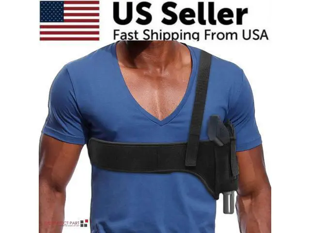 Alt view image 3 of 7 - Tactical Concealed Carry Shoulder Waist Pistol Hand Gun Holder Holster Pouch US