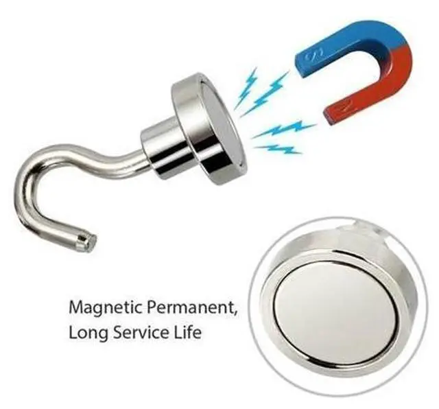Alt view image 6 of 7 - 10 Pack Dia Strong Magnetic Hook Hanger N52 Neodymium Clamping Magnet Hooks USA