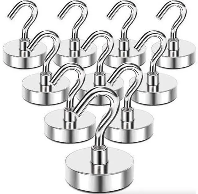 Alt view image 4 of 7 - 10 Pack Dia Strong Magnetic Hook Hanger N52 Neodymium Clamping Magnet Hooks USA