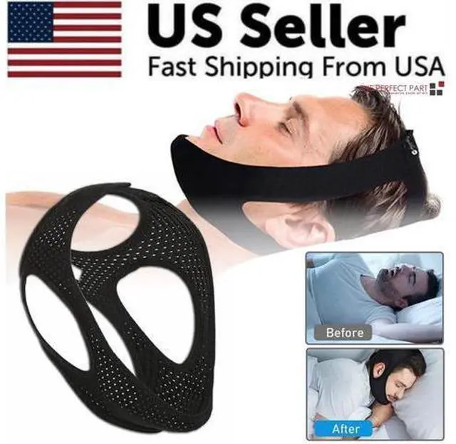 Alt view image 3 of 7 - Anti Snoring Chin Strap Sleep Apnea Snore Stop Belt Snoreless Sleep Jaw Solution