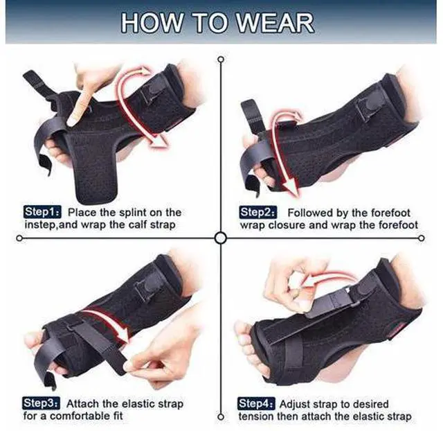 Alt view image 7 of 7 - Plantar Fasciitis Night Splint Adjustable Foot Drop Ankle Brace Support Toe Pain