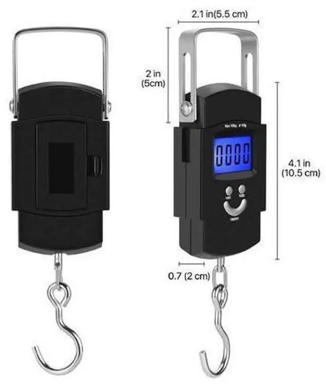 Alt view image 6 of 7 - Portable Fish Scale Travel LCD Digital Hanging Luggage Electronic 110lb / 50kg