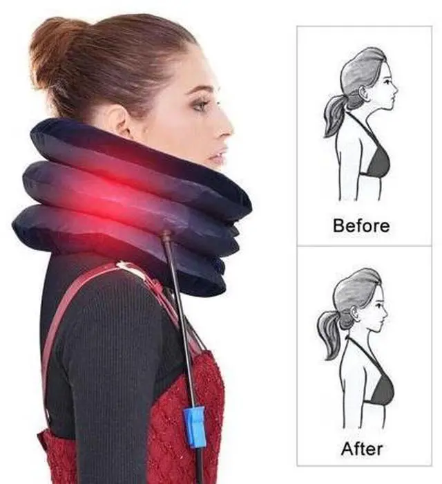 Alt view image 4 of 7 - Cervical Neck Traction Device Collar Brace Support Pain Relief Stretcher Therapy