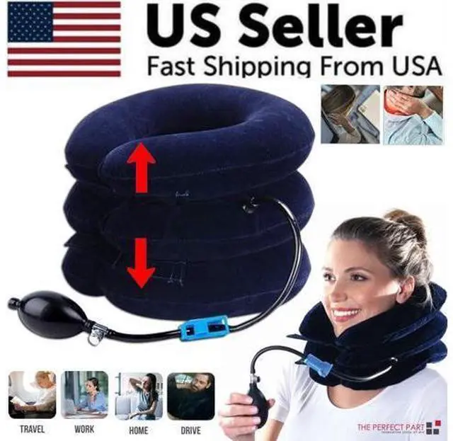 Alt view image 3 of 7 - Cervical Neck Traction Device Collar Brace Support Pain Relief Stretcher Therapy
