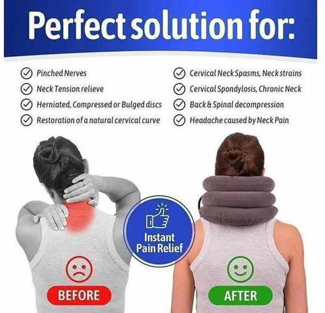 Alt view image 7 of 7 - Cervical Neck Traction Device Collar Brace Support Pain Relief Stretcher Therapy