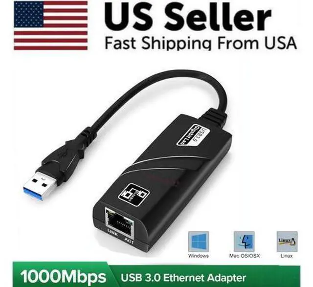 Alt view image 3 of 7 - USB 3.0 Gigabit Ethernet LAN RJ45 1000Mbps Network Adapter For Windows PC Mac