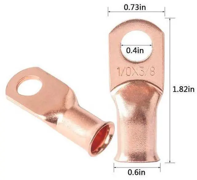 Alt view image 6 of 7 - 20PCS 1/0 AWG Gauge Copper Lugs W/ BLACK & RED Heat Shrink Ring Terminals Wire