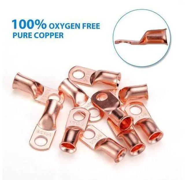 Alt view image 5 of 7 - 20PCS 1/0 AWG Gauge Copper Lugs W/ BLACK & RED Heat Shrink Ring Terminals Wire