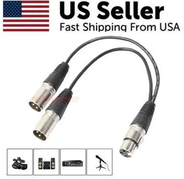 Alt view image 3 of 7 - 3Pin XLR Female Jack To Dual 2 Male Plug Y Splitter Cable Adapter Microphone USA