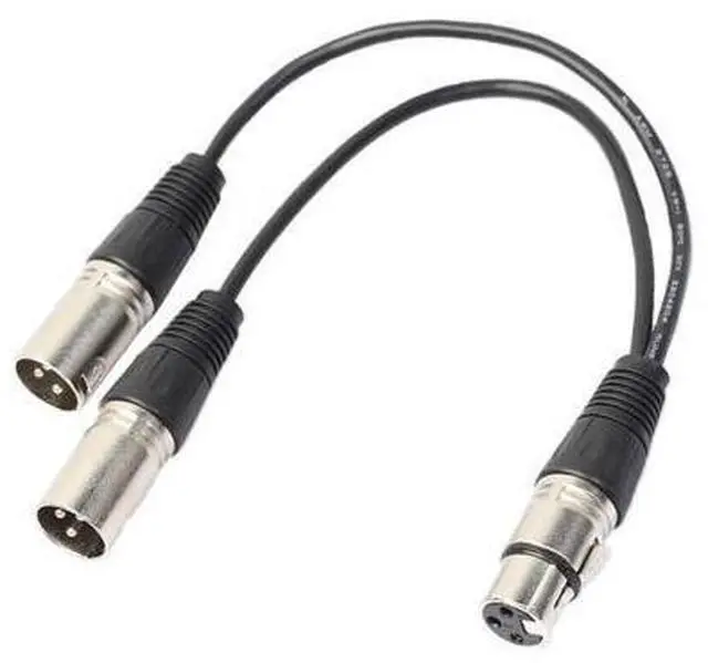 Alt view image 2 of 7 - 3Pin XLR Female Jack To Dual 2 Male Plug Y Splitter Cable Adapter Microphone USA